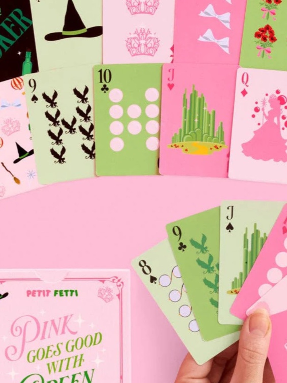 NEW PETIT FETTI Pink Goes Good With Green Wicked Collectible Playing Card Set - Picture 3 of 6
